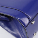 CELINE Hand Bag Patent Leather Blue Silver Auth ep16895-13