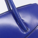 CELINE Hand Bag Patent Leather Blue Silver Auth ep16895-14
