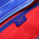 CELINE Hand Bag Patent Leather Blue Silver Auth ep16895-17