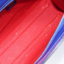 CELINE Hand Bag Patent Leather Blue Silver Auth ep16895-18