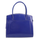 CELINE Hand Bag Patent Leather Blue Silver Auth ep16895-2