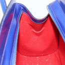 CELINE Hand Bag Patent Leather Blue Silver Auth ep16895-20