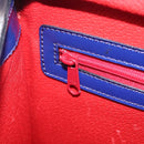 CELINE Hand Bag Patent Leather Blue Silver Auth ep16895-21
