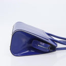 CELINE Hand Bag Patent Leather Blue Silver Auth ep16895-4
