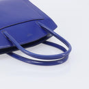 CELINE Hand Bag Patent Leather Blue Silver Auth ep16895-7