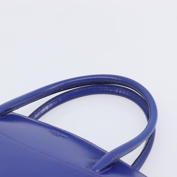 CELINE Hand Bag Patent Leather Blue Silver Auth ep16895
