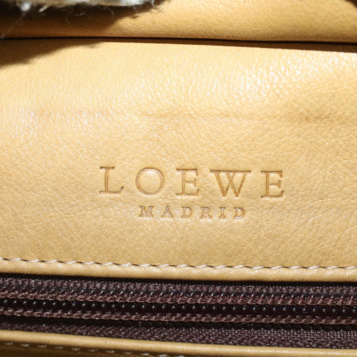 LOEWE Hand Bag Suede Leather Brown Auth ep1690