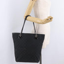 GUCCI GG Canvas Tote Bag Black Silver 120836 Auth ep16908-23