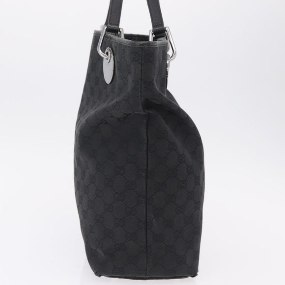 GUCCI GG Canvas Tote Bag Black Silver 120836 Auth ep16908