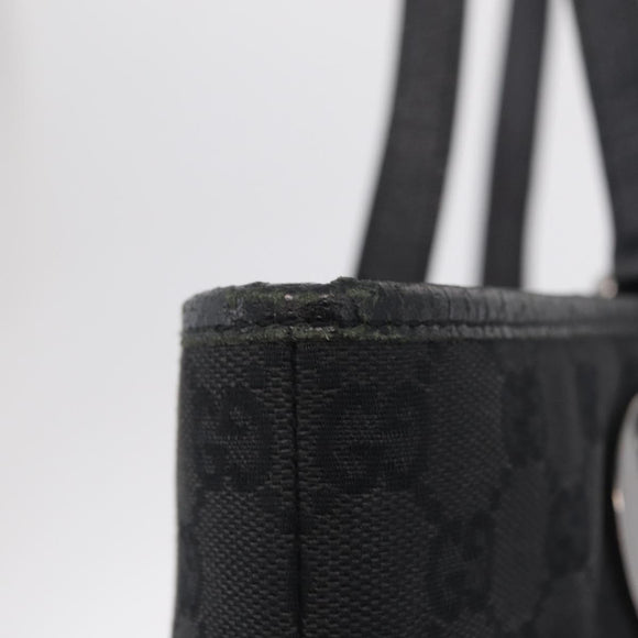 GUCCI GG Canvas Tote Bag Black Silver 120836 Auth ep16908