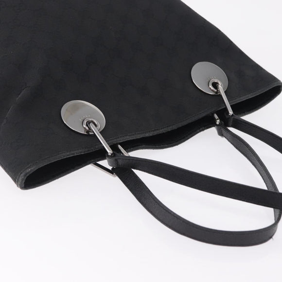GUCCI GG Canvas Tote Bag Black Silver 120836 Auth ep16908