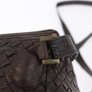 Bottega Veneta INTRECCIATO Shoulder Bag Leather Dark Brown Gold Auth ep16918-15