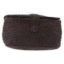 Bottega Veneta INTRECCIATO Shoulder Bag Leather Dark Brown Gold Auth ep16918-2