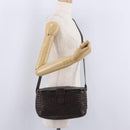 Bottega Veneta INTRECCIATO Shoulder Bag Leather Dark Brown Gold Auth ep16918-26