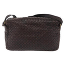 Bottega Veneta INTRECCIATO Shoulder Bag Leather Dark Brown Gold Auth ep16918-3