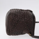 Bottega Veneta INTRECCIATO Shoulder Bag Leather Dark Brown Gold Auth ep16918-4