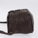 Bottega Veneta INTRECCIATO Shoulder Bag Leather Dark Brown Gold Auth ep16918-5