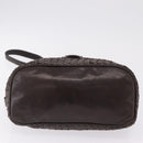 Bottega Veneta INTRECCIATO Shoulder Bag Leather Dark Brown Gold Auth ep16918-9