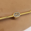 GUCCI Shoulder Bag Leather Beige Gold Auth ep16920-17