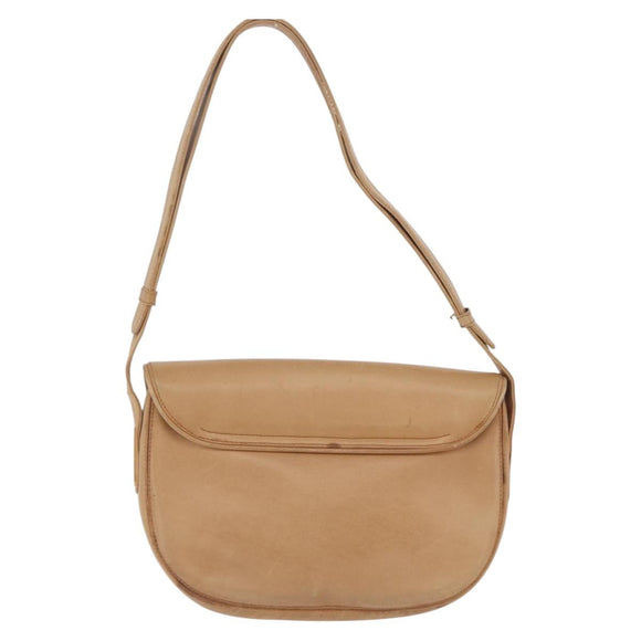 GUCCI Shoulder Bag Leather Beige Gold Auth ep16920