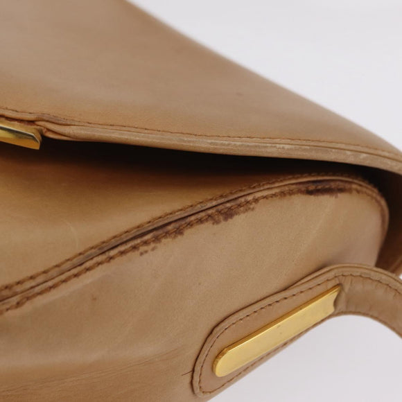 GUCCI Shoulder Bag Leather Beige Gold Auth ep16920