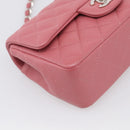 CHANEL Mini Matelasse 20 Chain Bag Lamb Skin Pink Silver CC Auth ep16927SAM-11