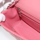 CHANEL Mini Matelasse 20 Chain Bag Lamb Skin Pink Silver CC Auth ep16927SAM-20