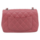 CHANEL Mini Matelasse 20 Chain Bag Lamb Skin Pink Silver CC Auth ep16927SAM-3