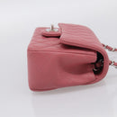 CHANEL Mini Matelasse 20 Chain Bag Lamb Skin Pink Silver CC Auth ep16927SAM-5