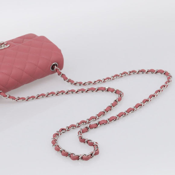 CHANEL Mini Matelasse 20 Chain Bag Lamb Skin Pink Silver CC Auth ep16927SAM