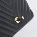 CHANEL Vstitched Chain Shoulder Bag Lamb Skin Black Gold CC Auth ep16928SAM-16