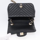 CHANEL Vstitched Chain Shoulder Bag Lamb Skin Black Gold CC Auth ep16928SAM-17