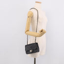CHANEL Vstitched Chain Shoulder Bag Lamb Skin Black Gold CC Auth ep16928SAM-27