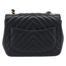 CHANEL Vstitched Chain Shoulder Bag Lamb Skin Black Gold CC Auth ep16928SAM-3