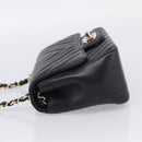CHANEL Vstitched Chain Shoulder Bag Lamb Skin Black Gold CC Auth ep16928SAM-4