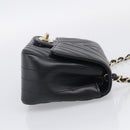 CHANEL Vstitched Chain Shoulder Bag Lamb Skin Black Gold CC Auth ep16928SAM-5