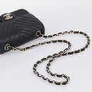 CHANEL Vstitched Chain Shoulder Bag Lamb Skin Black Gold CC Auth ep16928SAM-7