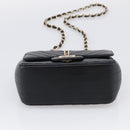 CHANEL Vstitched Chain Shoulder Bag Lamb Skin Black Gold CC Auth ep16928SAM-9