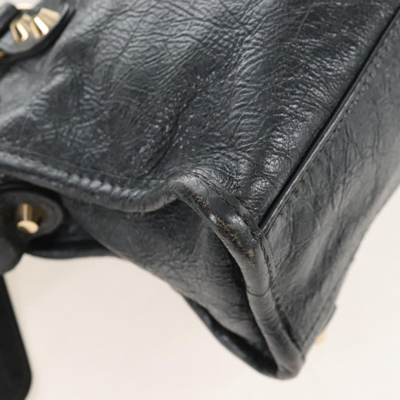 Balenciaga Classic Mini City Hand Bag Leather Gold Gray 300295 Auth ep16932M