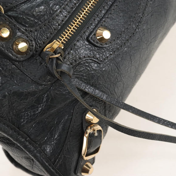 Balenciaga Classic Mini City Hand Bag Leather Gold Gray 300295 Auth ep16932M