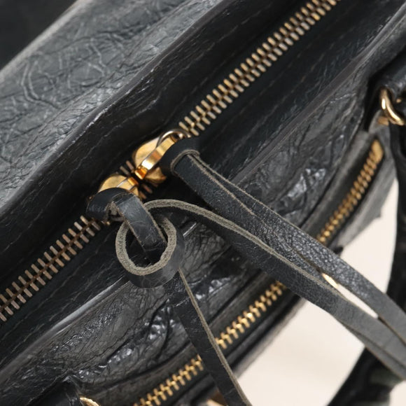 Balenciaga Classic Mini City Hand Bag Leather Gold Gray 300295 Auth ep16932M