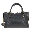 Balenciaga Classic Mini City Hand Bag Leather Gold Gray 300295 Auth ep16932M-3