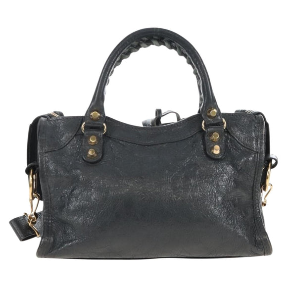 Balenciaga Classic Mini City Hand Bag Leather Gold Gray 300295 Auth ep16932M