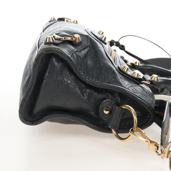 Balenciaga Classic Mini City Hand Bag Leather Gold Gray 300295 Auth ep16932M