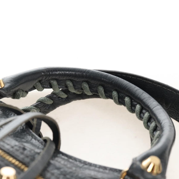 Balenciaga Classic Mini City Hand Bag Leather Gold Gray 300295 Auth ep16932M