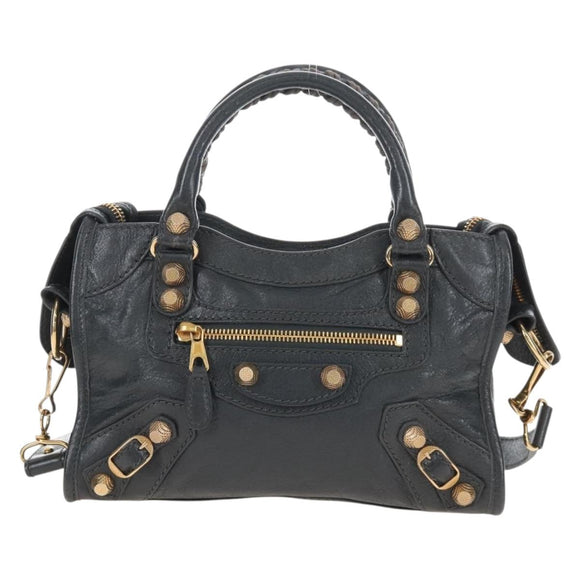 Balenciaga Giant Mini City Hand Bag Leather 2way Gold Gray 309544 Auth ep16934M