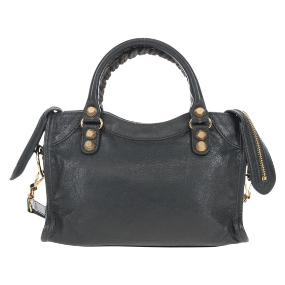 Balenciaga Giant Mini City Hand Bag Leather 2way Gold Gray 309544 Auth ep16934M