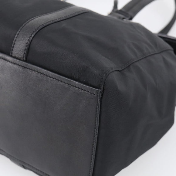 PRADA Hand Bag Nylon Black Silver Auth ep16937V