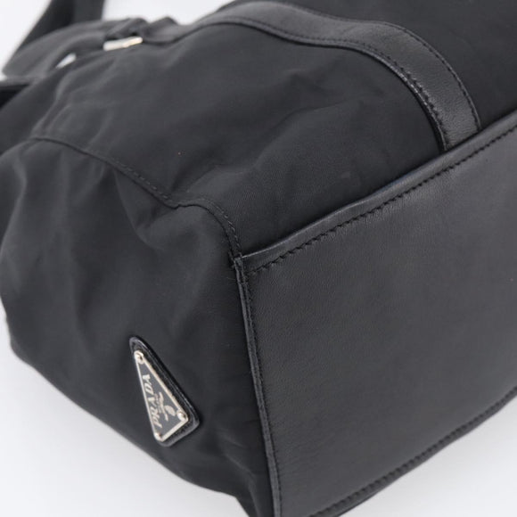 PRADA Hand Bag Nylon Black Silver Auth ep16937V
