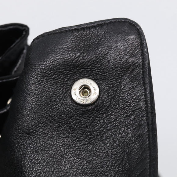 PRADA Hand Bag Nylon Black Silver Auth ep16937V
